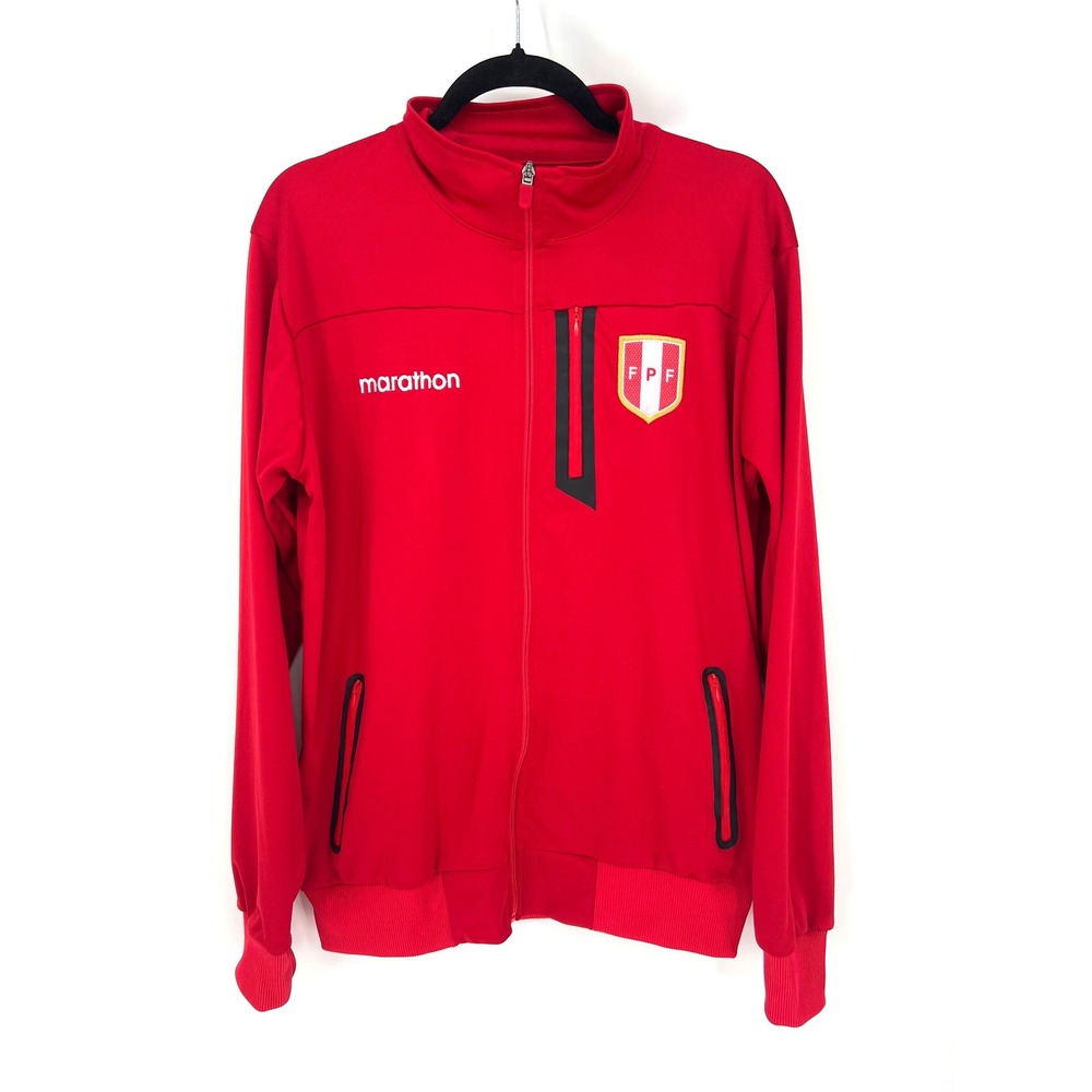 Peru FPF National Team Track Jacket Red Full Zip Soccer Futbol FIFA World Cup